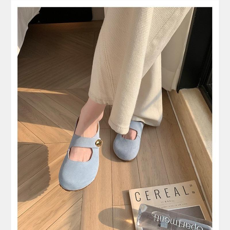 Cowhide version, height increased by 5cm~ Small golden beans, big round head, soft and cute, height increased half slippers, women