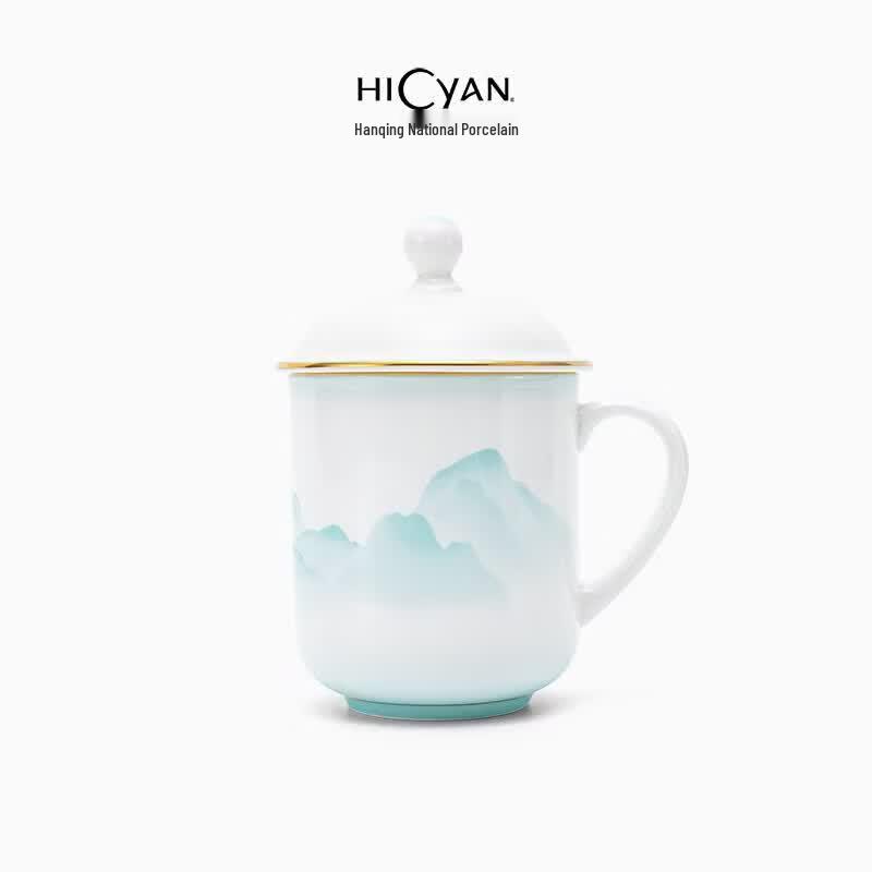 HICYAN Hanqing Национальная фарфоровая чайная чашка с крышкой  Горы и Вода