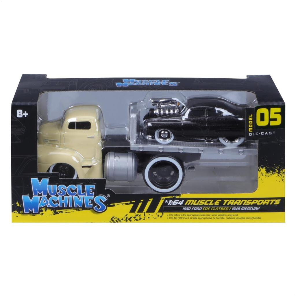 Maisto Scale Muscle Machines Muscle Transporter Diecast Model Car Ford COE 1949 Mercury 1/64 (1950 / - Yellow/Black 11538)