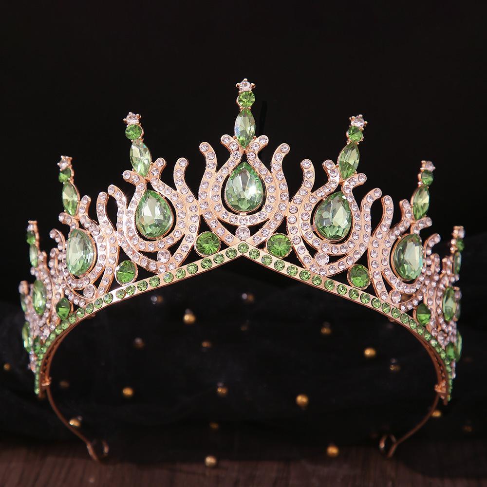DIEZI 19 Colors Baroque Opal Crystal Tiara Crown For Women Girls Wedding Party Elegant Luxury Rhinestone Crown Hair Jewelry