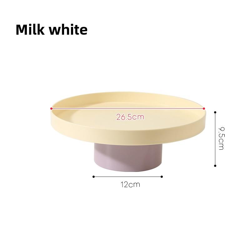 

Круглый поднос на высокой ножке, Фруктовая тарелка, Простой стиль для дома, Настольный ящик для хранения мелочей для офиса Milk white