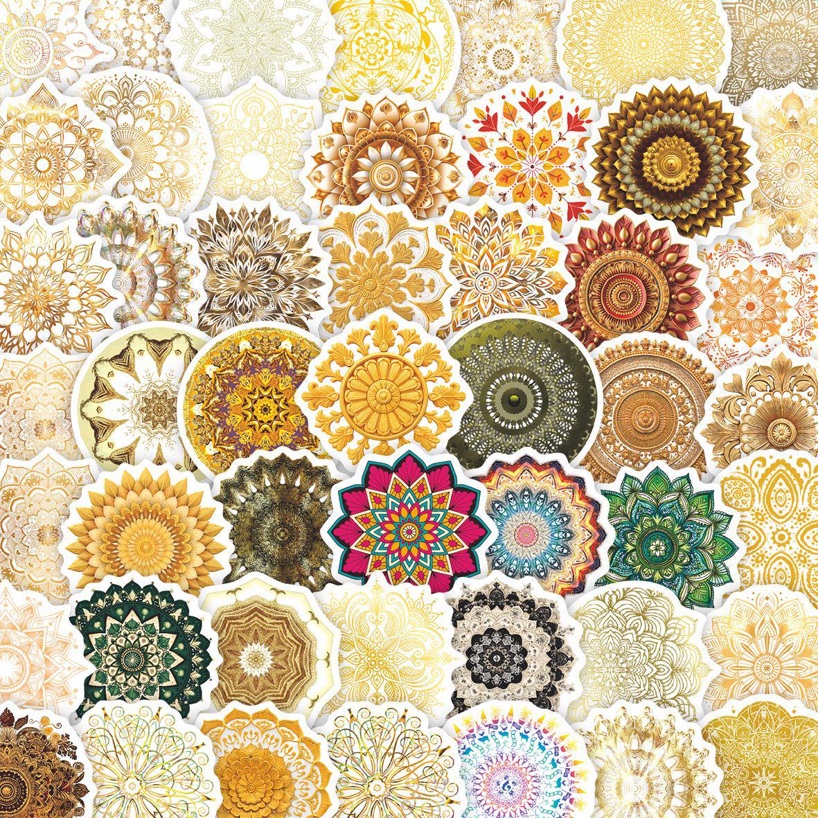 PVC Mandala Cartoon Graffiti Stickers: 50 Decorative Sheets for Suitcase & Notebook DIY.