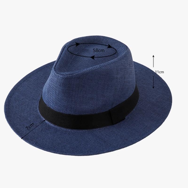 Natürlicher Panama Strohhut Breiter Rand UV-Schutz Kappe Unisex Damen Herren Mode Sommer Freizeit Trendig Strand Sonne Jazzhut