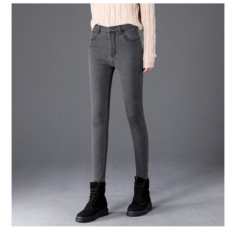 

High-Waist Stretch Velvet Denim Pants for Women - Slimming, Skinny Fit, Spring/Autumn 2025 Korean Style 29