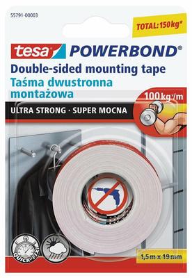 TESA DOPELSEITIGES POWERBOND KLEBEBAND 1,5m x 19mm ULTRA STARK