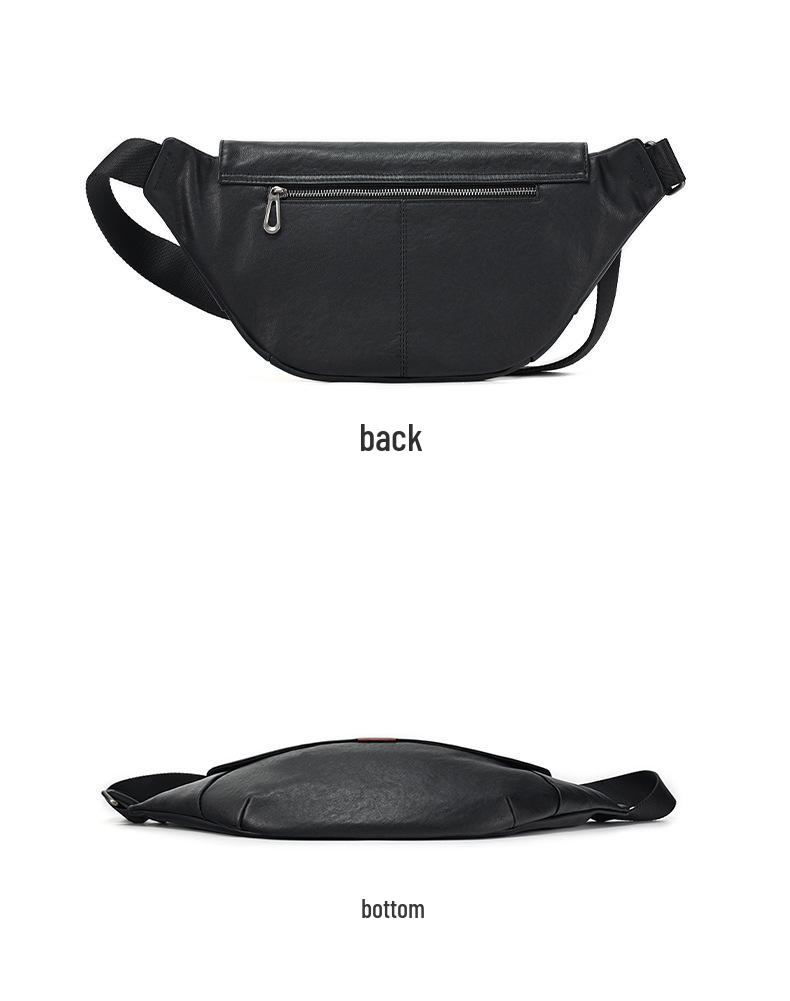 Men's Premium Vegetable Tanned Leather Crossbody Chest Bag - Large Capacity Casual Sports Shoulder Bag