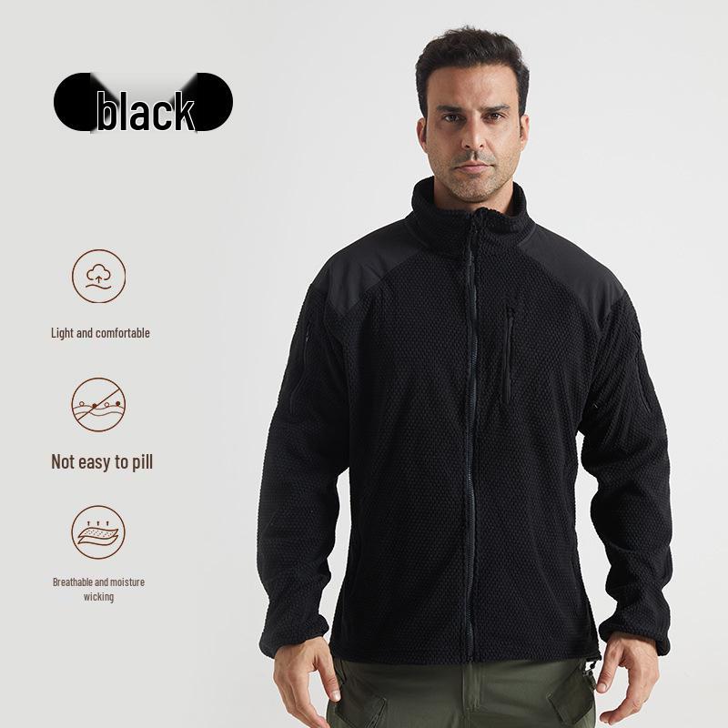 

Men s Tactical Fleece Hooded Jacket with Stand-Up Collar 3XL