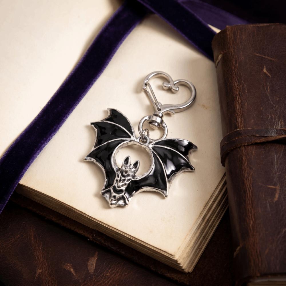 Enamel Bag Charm Black Gothic Key Ring Dark Aesthetic Halloween Bat Keychain  Car Accessory