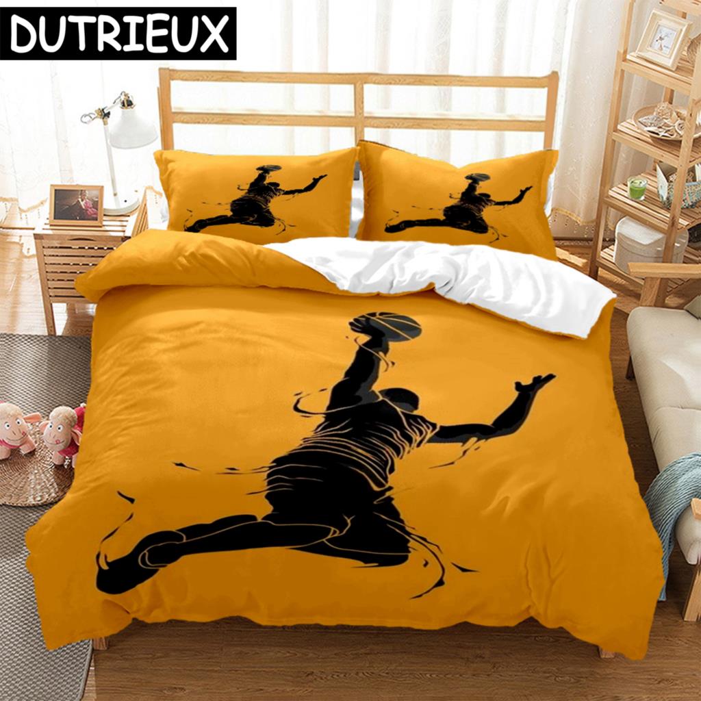 

Баскетбольный принт Комплект из трех предметов Модные постельные принадлежности для детей и взрослых Для кроватей Пододеяльники Наволочки Комплект постельного белья из трех предметов EU single(135x200cm)