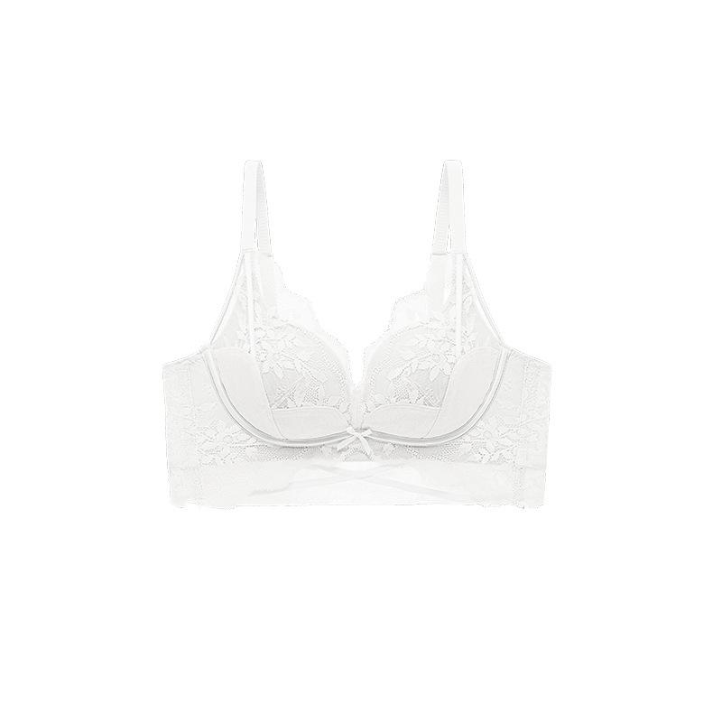 Less sexy lace, no steel rim, small breasts show big upper support, gather anti-sagging bra set