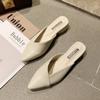Single Shoes Pointed Summer New Bag Head Half Slippers Women's Fashion Outside Fitting Shoes Versatile Low Heel Internet Celebrity Cool Slippers