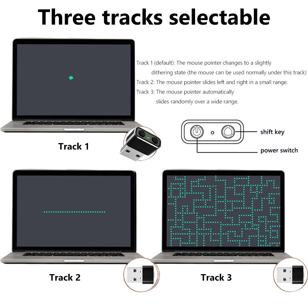 USB Mini Automatic Mouse Jiggler Mover Plug and Play Automatic Move Cursor Shaker with ON/OFF Indicator Light for Laptop Desktop