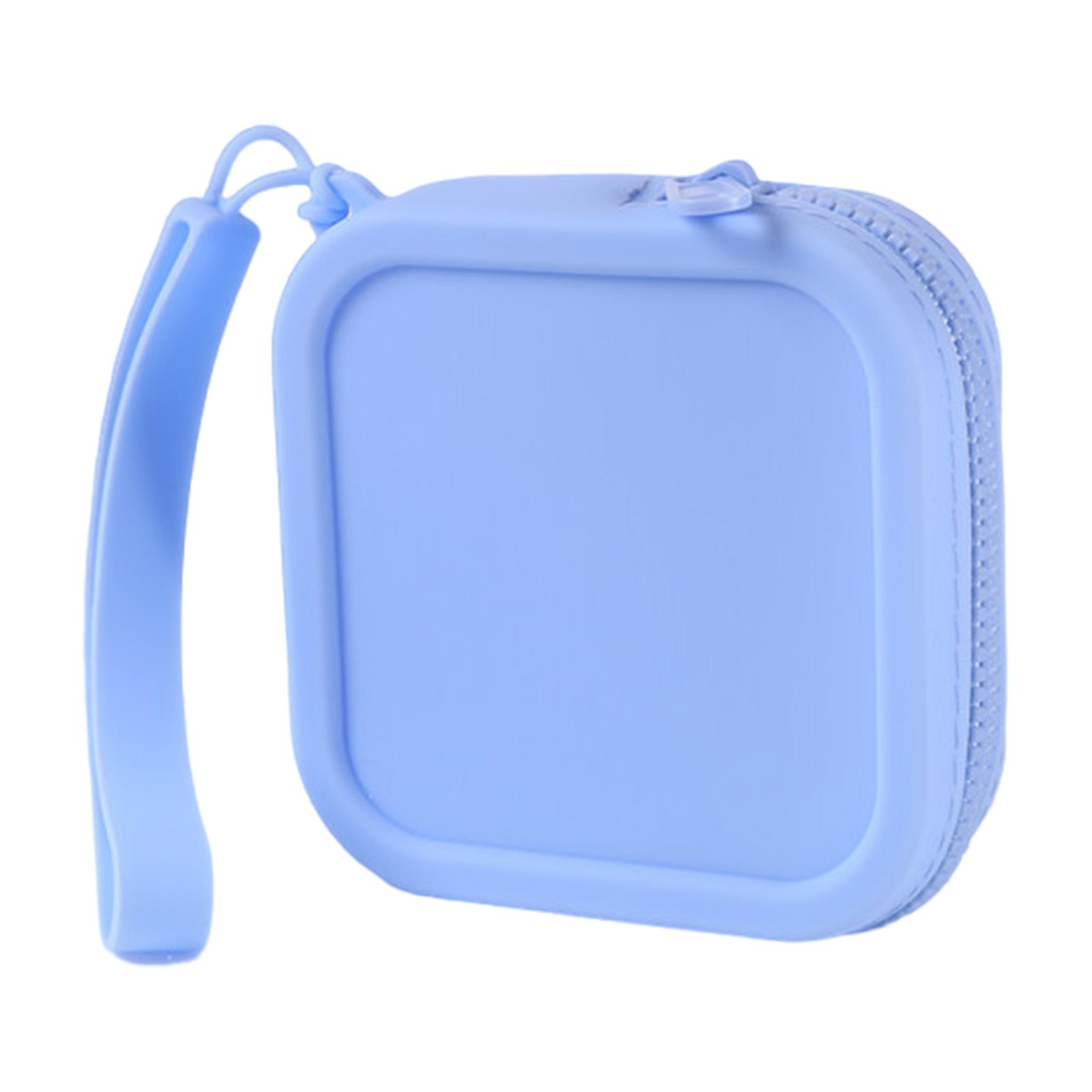 

Маленький квадратный силиконовый кошелек для монет, маленький кошелек для монет, маленькая косметичка, чехол для хранения зарядного кабеля для женщин, студенток небесно-голубой