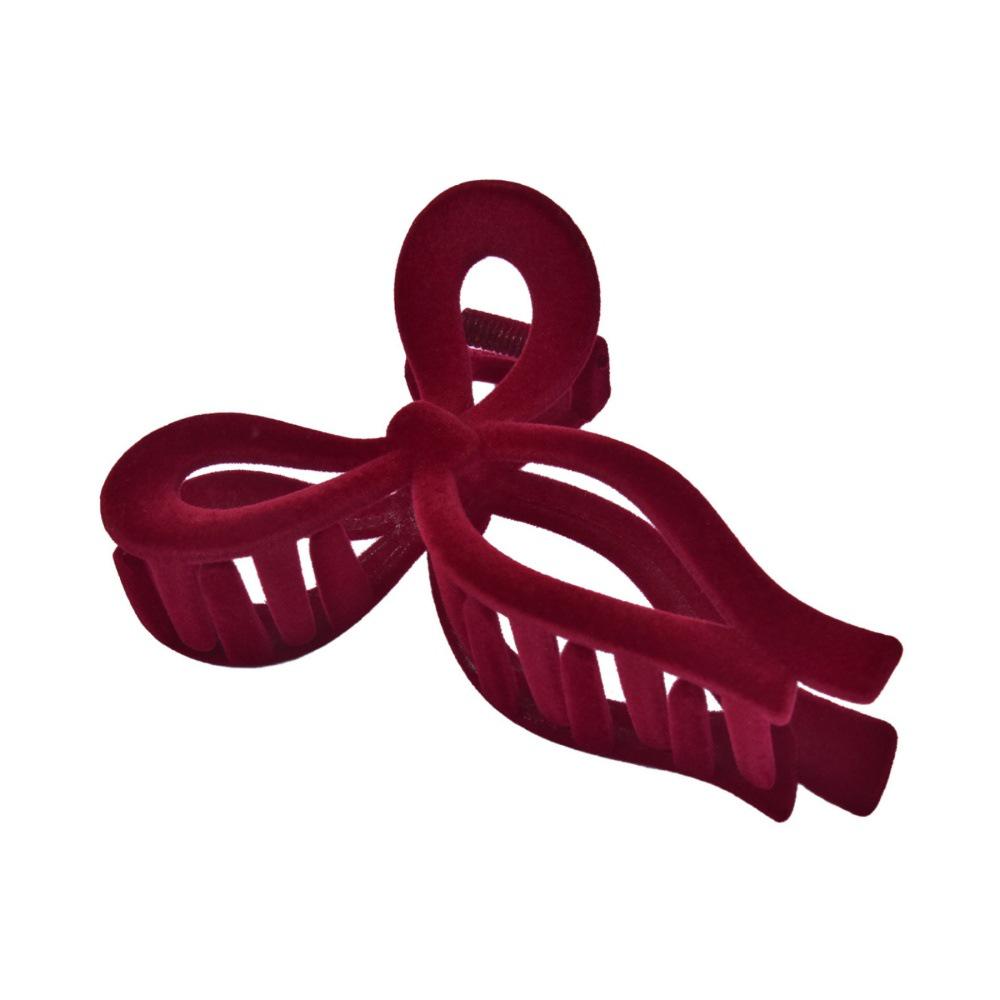 Trendy Flocked Bow Square Claw Clip for Women - Cross Bun & Ponytail Hairstyling