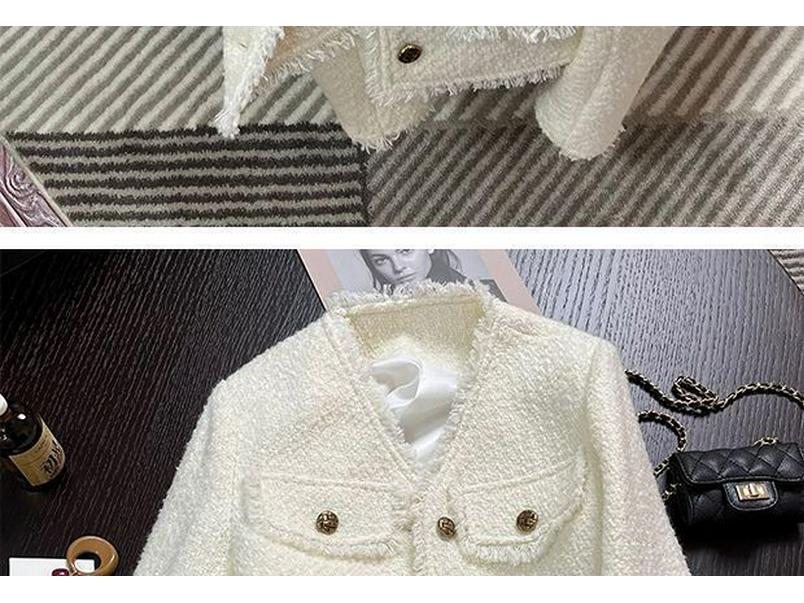 Women's French Style Short White Jacket - Spring/Autumn Collection