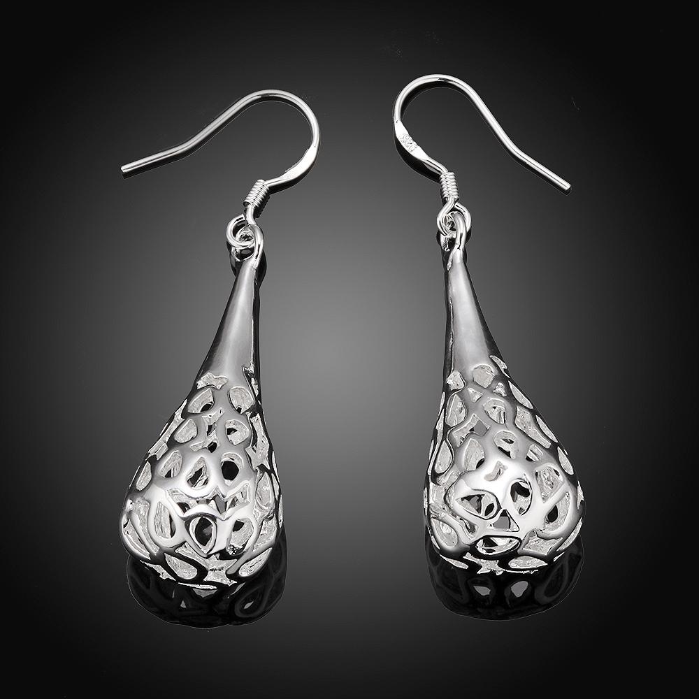 925 Sterling Silver Jewelry Hollow Teardrop Earrings
