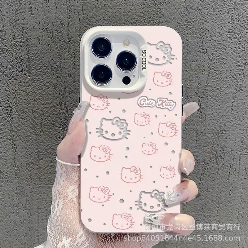 Full screen KT cat applies to Apple 15 colored silver iPhone14Pro creative 11promax matte 16 protective case 17