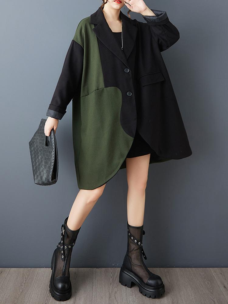XITAO Female Patchwork A-line Loose Coat GJ1247