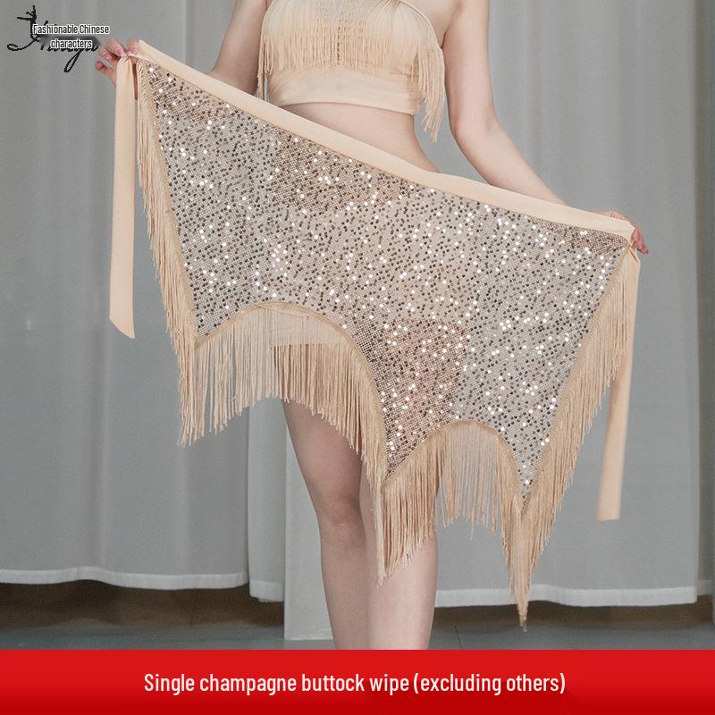 Orienttanz Hüfttuch: Pailletten-Taillenkette & Quasten für Bauchtanz-Übung und -Aufführung.