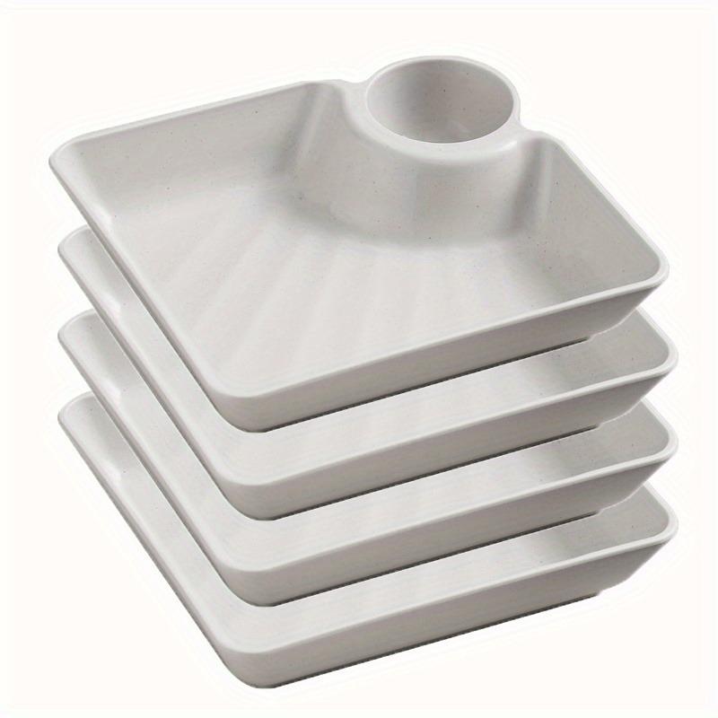 4pcs Plastic Serving Platter Set, 7.3''x6.6'' Sturdy Snack Plate for Sushi, Appetizer, Charcuterie, Potato Chip Dishes, Plates