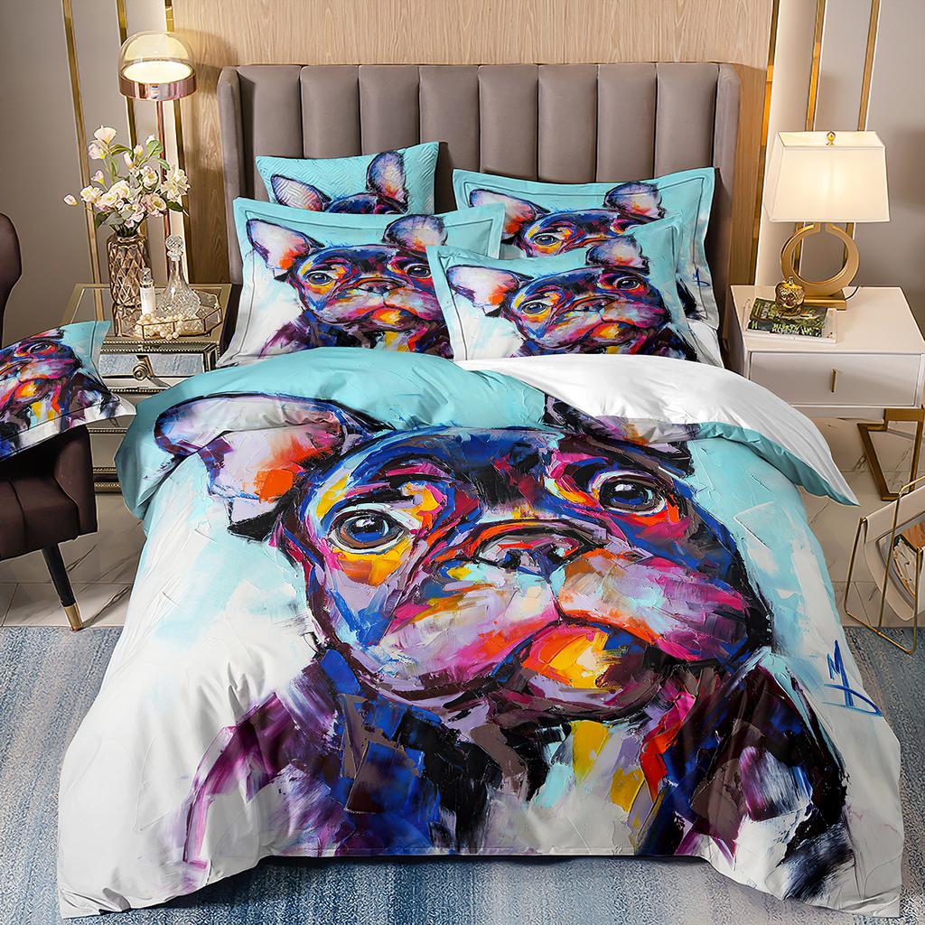 3D-gedruckte Bettwäsche Schäferhund Bettbezug Haustierhund Dreiteilige Heimtextilien