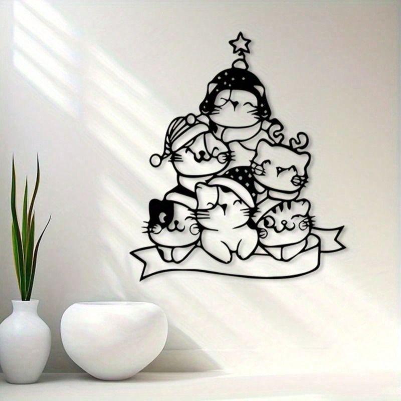 Metal Penguin Wall Art Geometric Vintage Decor Living Room