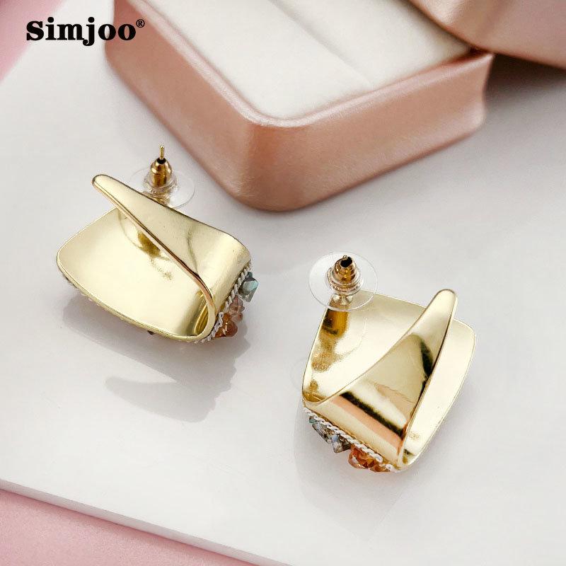 SIMJOO Geometric Design Stylish Double Matching Earrings
