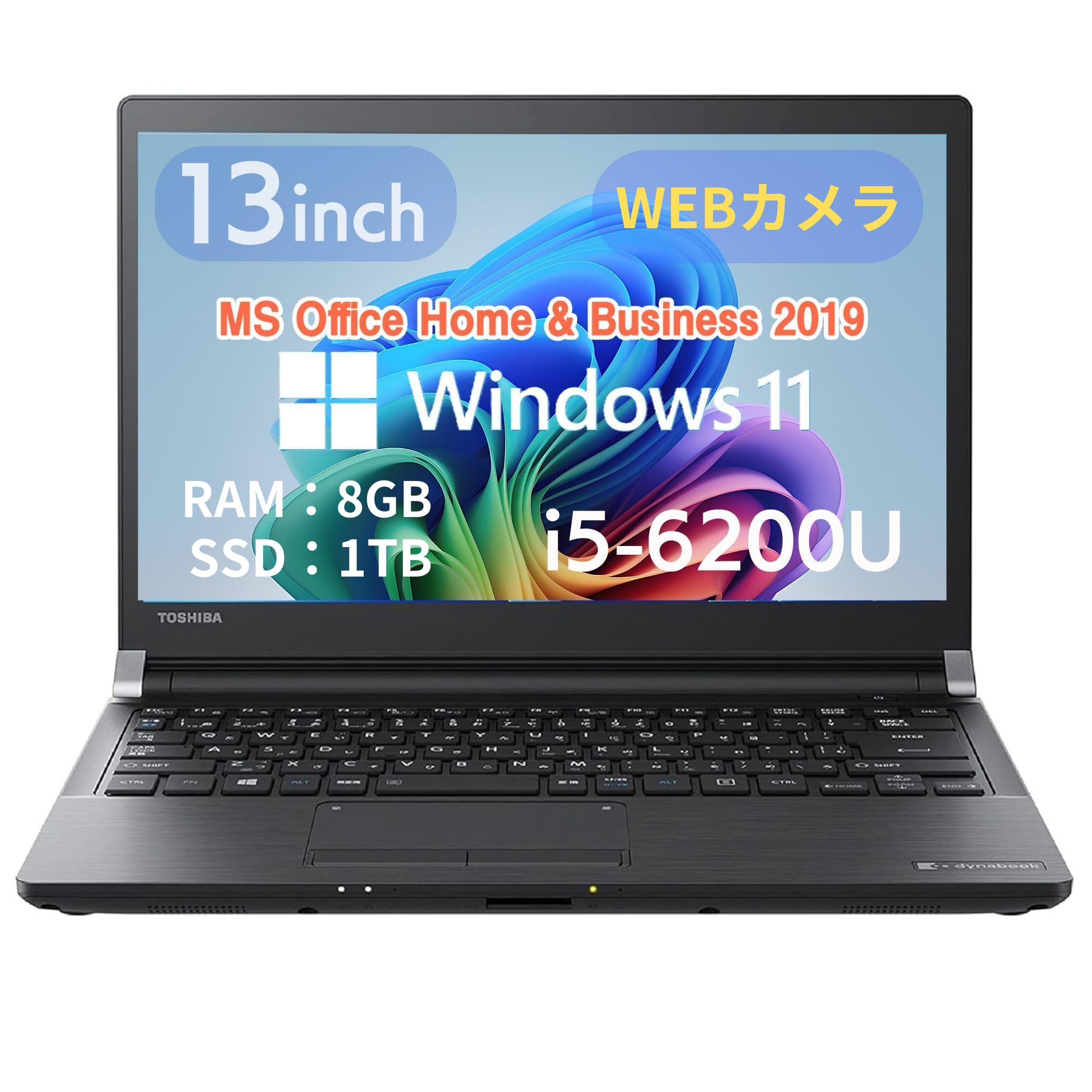 

Refurbished Toshiba R73 Laptop Windows 11 Pro MS Office Home Breakfast 2019 Core Webcam Wajun Bluetooth HDMI 8GB RAM 1TB SSD / 13-inch / / & /