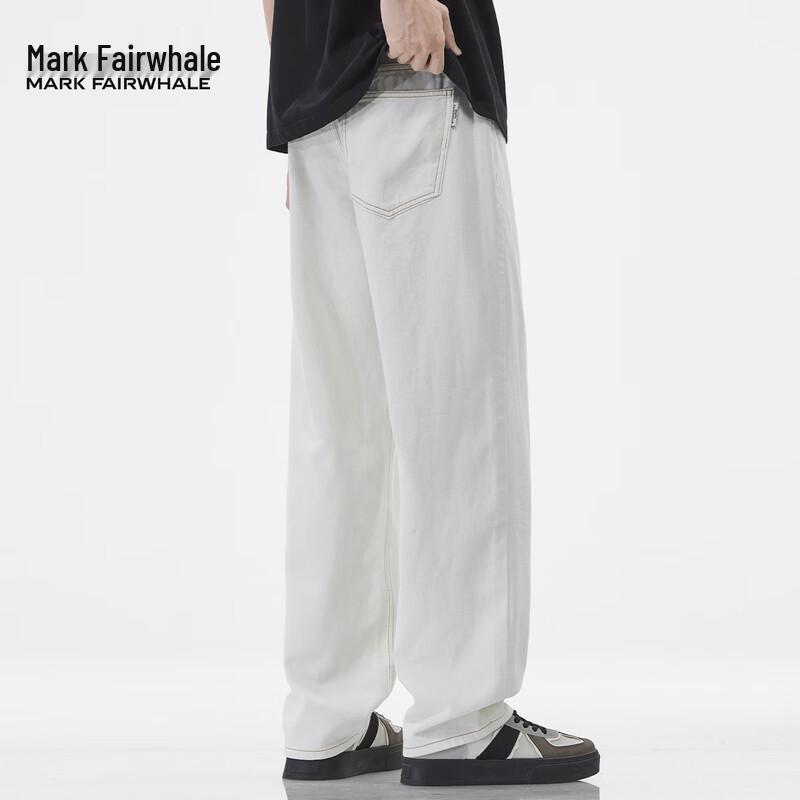 Mark Fairwhale Herren Relaxed Straight-Leg Weiße Jeans