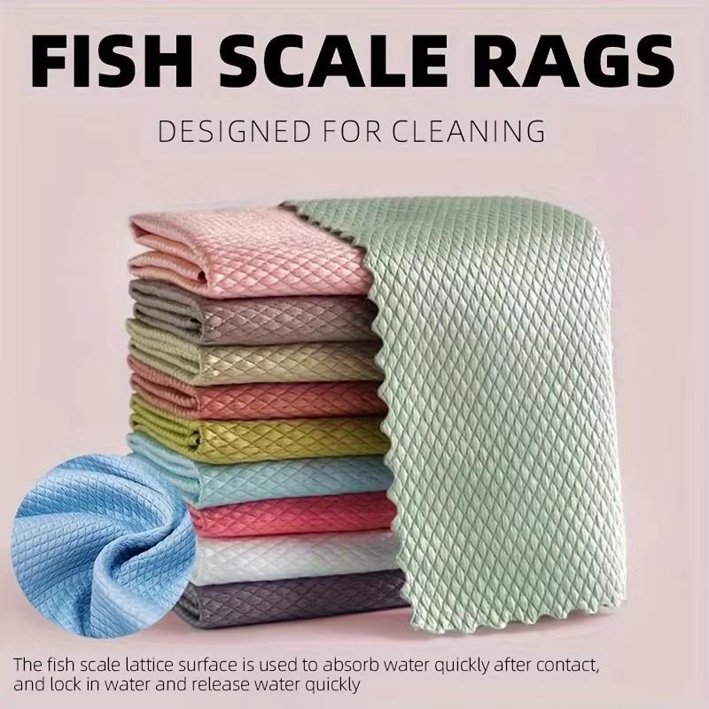 10pcs Magical Cleaning Cloth - Fish Scale Glass Wiping Cloth, Car Window Mirror Cleaning Cloth - Traceless&reusable