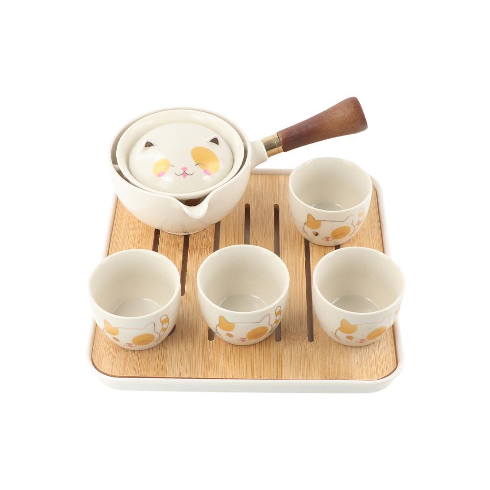 

5/7 шт. Набор для заваривания чая в японском стиле Kung Fu, керамический набор для заваривания чая с пузырьками, набор для заваривания чая Lucky Cat, дорожный набор 5PCS