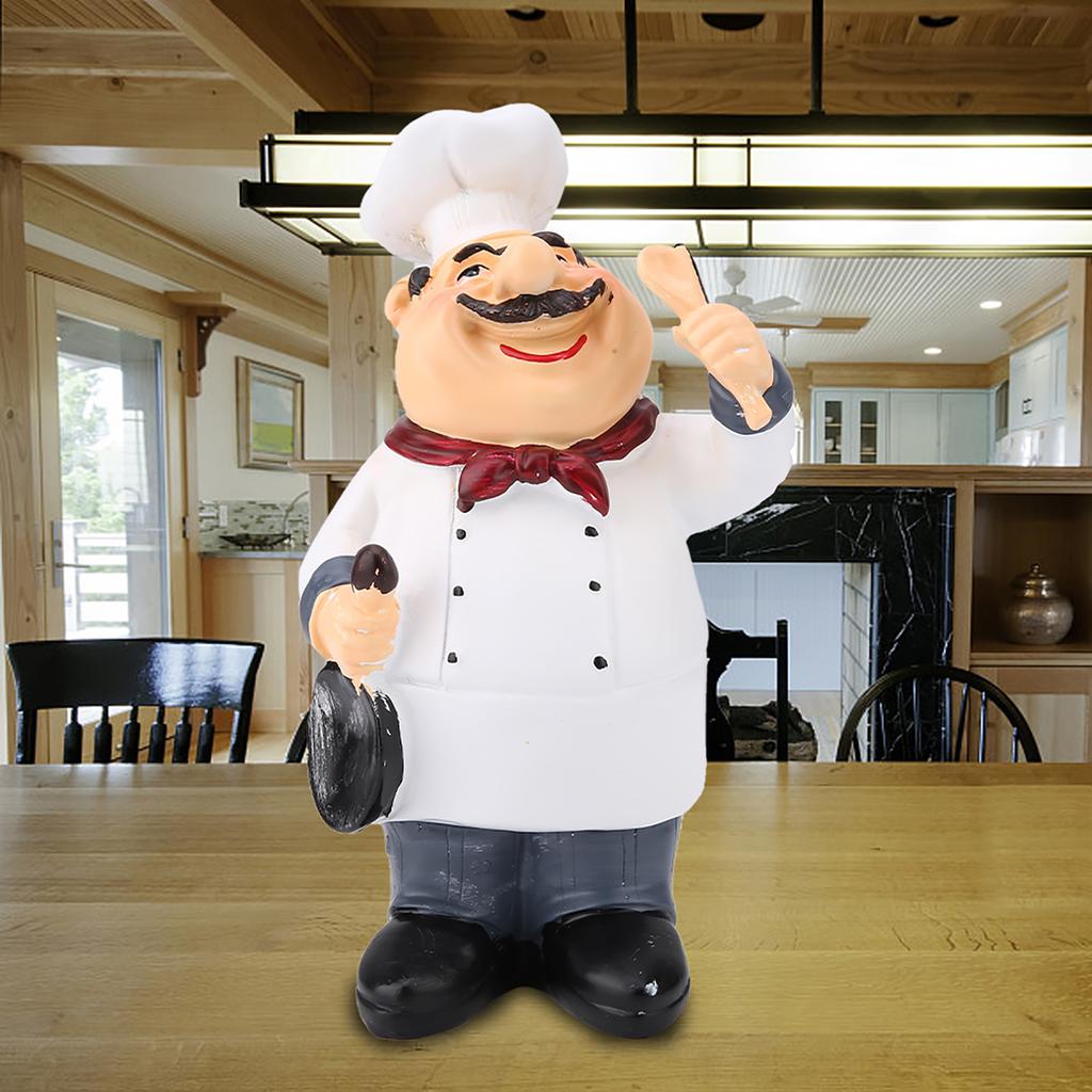American Vintage Country Happy Chef Resin Figurine Home Restaurant Cafe Tablet Decor (71110‑04)
