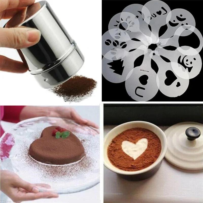 1set Coffee Stencil Set - Food Grade PP Cappuccino Mold for Latte/Hot Chocolate, Reusable Sugar & Cocoa Decor Tool