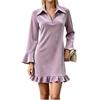 Women's Long Sleeve Collared Dress for Casual Work and Everyday Wear