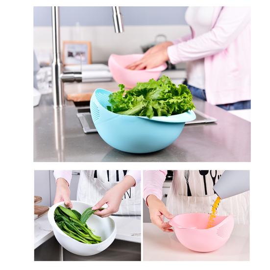 Koszyk do płukania i odsączania ryżu Lekki Plastik spożywczy Dwupoziomowy Otwory drenażowe Warzywa Owoce Przechowywanie Kuchnia