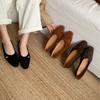 2025 New Round Head Suede Flat Bottom Shallow Mouth Versatile Commuter Work OL Foot Mary Jane Women's Single Shoes