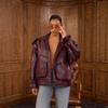 2025 Cross-border European and American Women's Clothing Amazon Lapel Jacket Leather Jacket Trendy Fashion Pocket Jacket Slim Pants