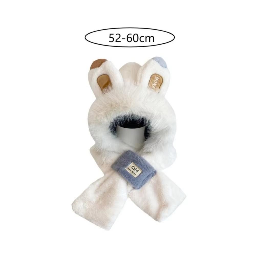 Bonnet Écharpe Mignon Protection Oreilles Coupe-vent Oreilles de Lapin Écharpe Chapeau en Peluche Bonnet Chaud en Peluche Automne Hiver