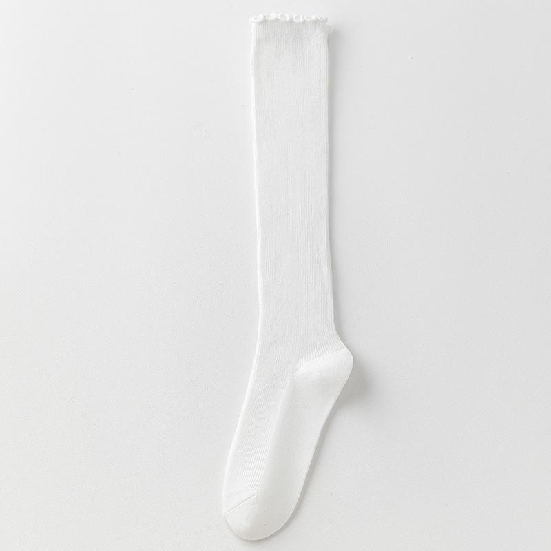 

Носки Dui Dui, Двухигольные носки до икры, Женские осенне-зимние хлопковые носки с черной отделкой ушек, Длинные чулки, Ботинки, Кружевные носки 1 pair белый