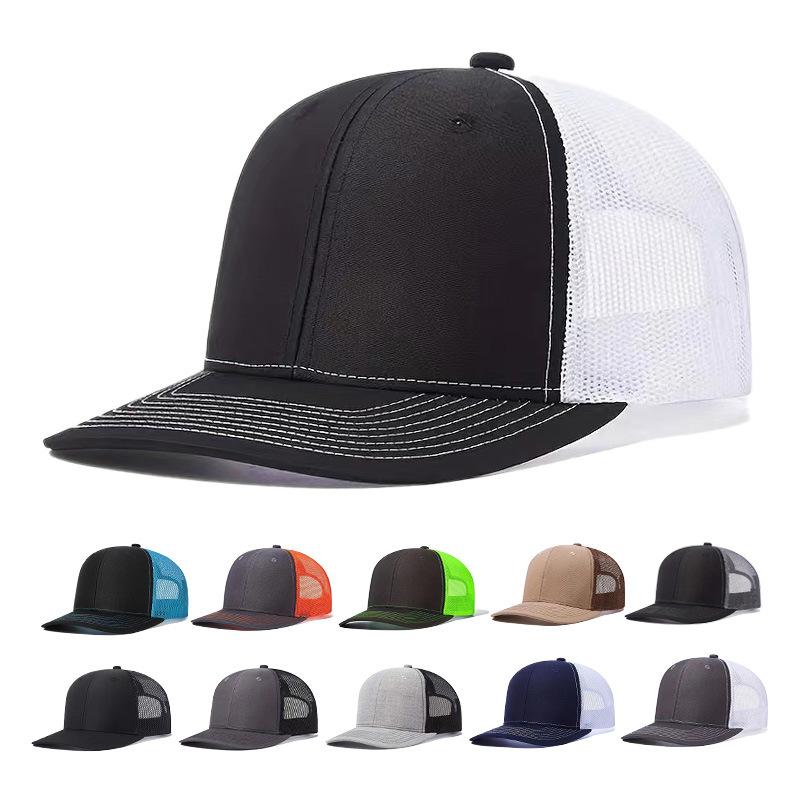Trucker Hat Cotton Plain Mesh Sports Cap Embroidery Patch Custom Logo Blank Mesh Snapback Gorras 112 Truck Driver Cap