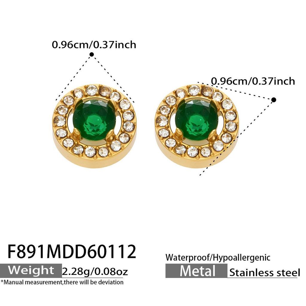Douyin Trend Wassertropfen Strass Zirkon Anhänger Halskette & Ohrringe Damen Set, 18 Karat Vergoldeter Edelstahl.