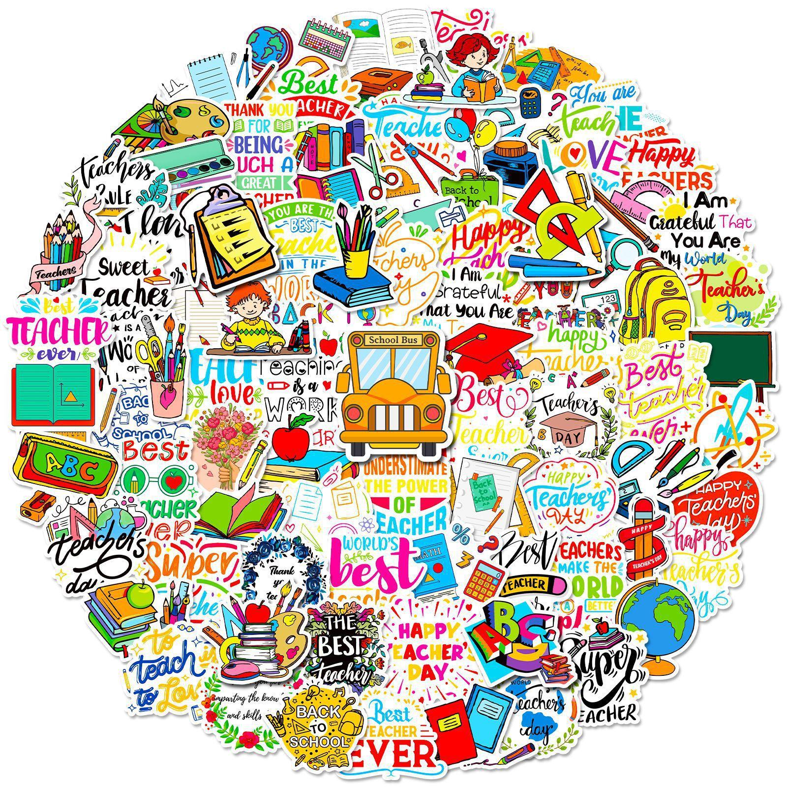 

100 American Teachers Day Personality Creative Body Water Cup Teachers Day Graffiti Sticker