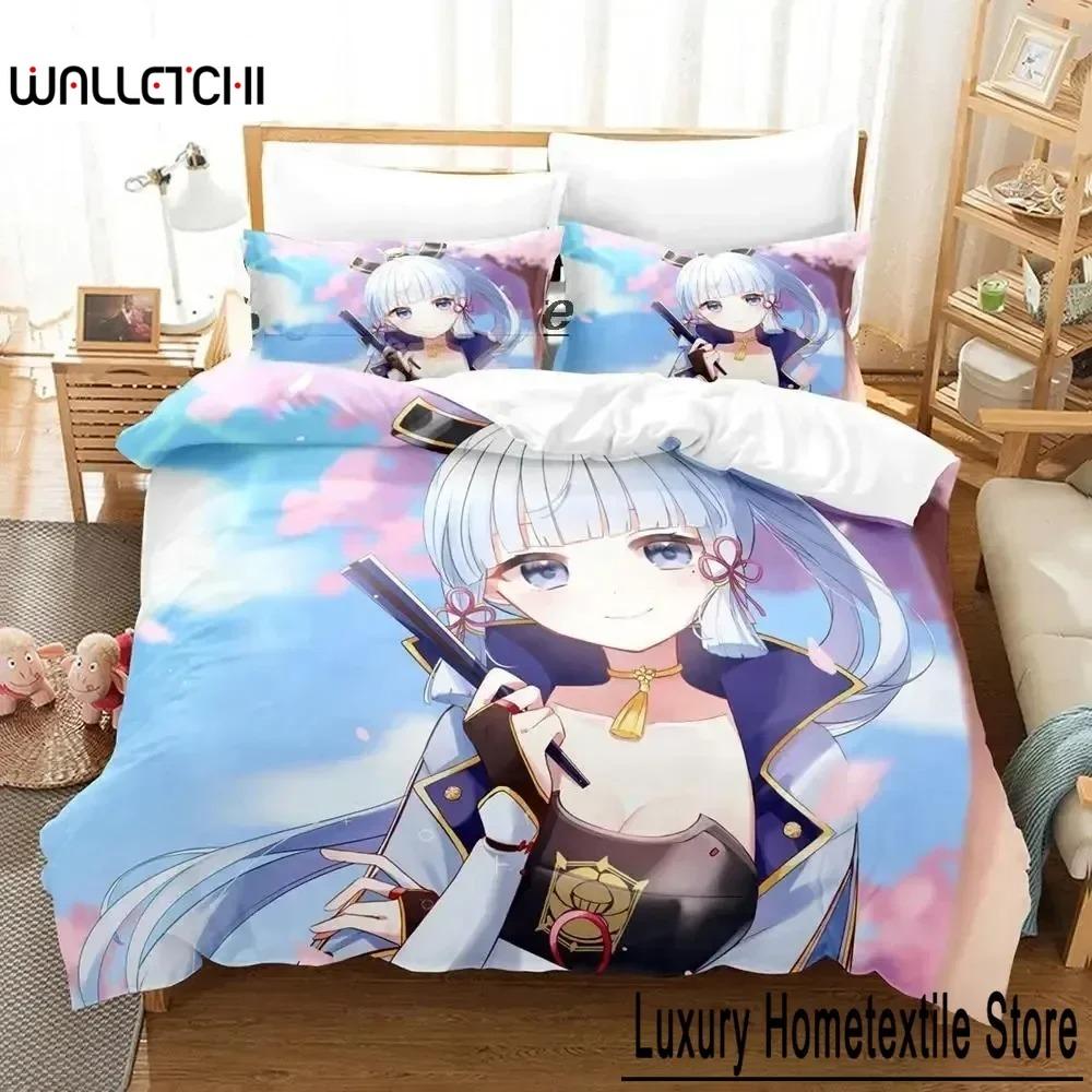 

Game Genshin Impact Kamisato Ayaka Bedding Set Duvet Cover Bed Set Quilt Cover Pillowcase Comforter king Queen Size Boys Adult 70x133cm 2pcs