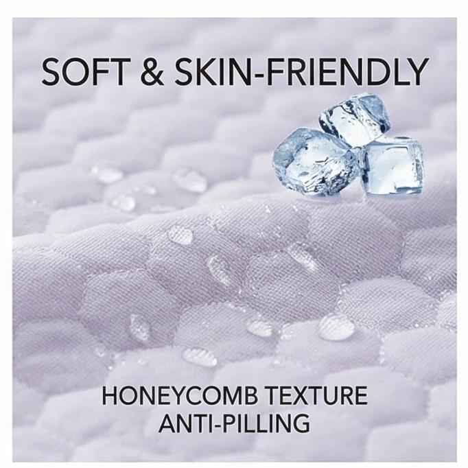 2025 New Cooling Ice Bean Ice Silk Mat Set, Machine Washable, 3-Piece, Soft Summer Bed Mat for Home & Dorm