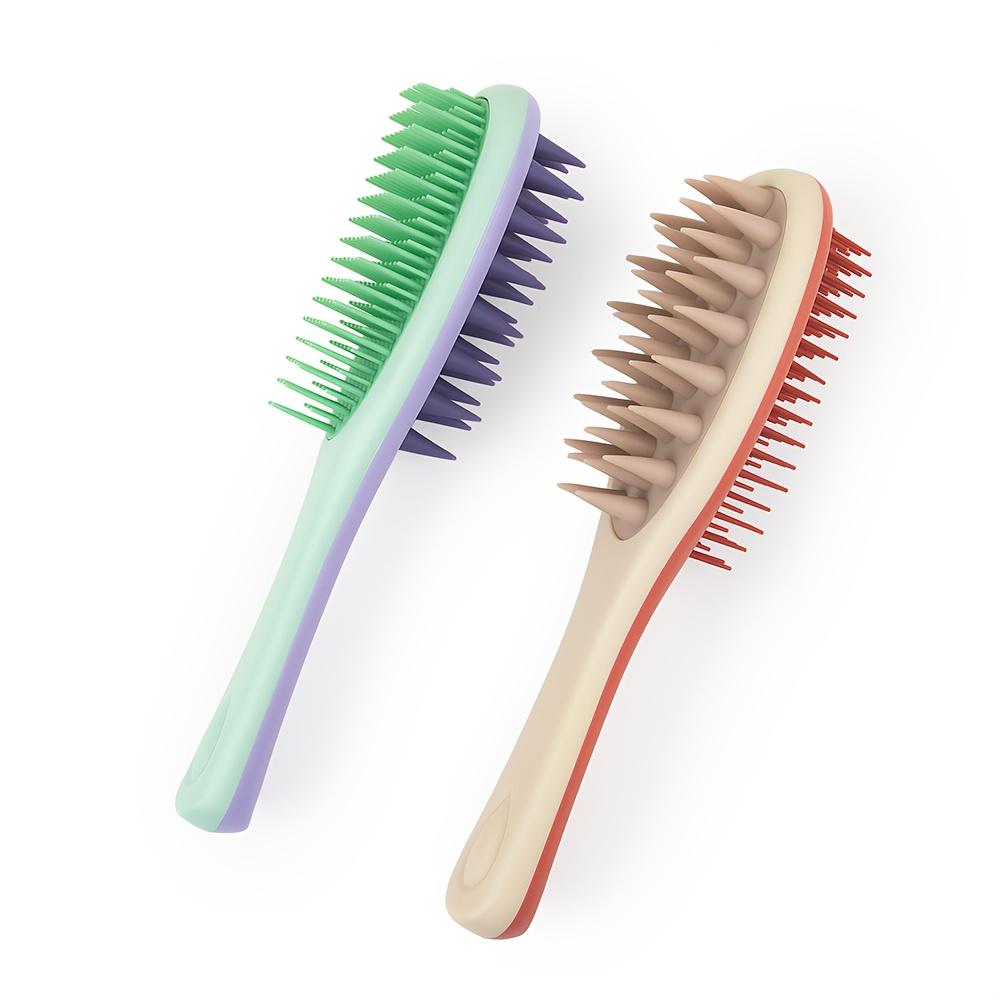1PC Long Handle Double-sided Shampoo Brush Silicone with Handle Shampoo Comb Wet and Dry Shampoo Massage Brush