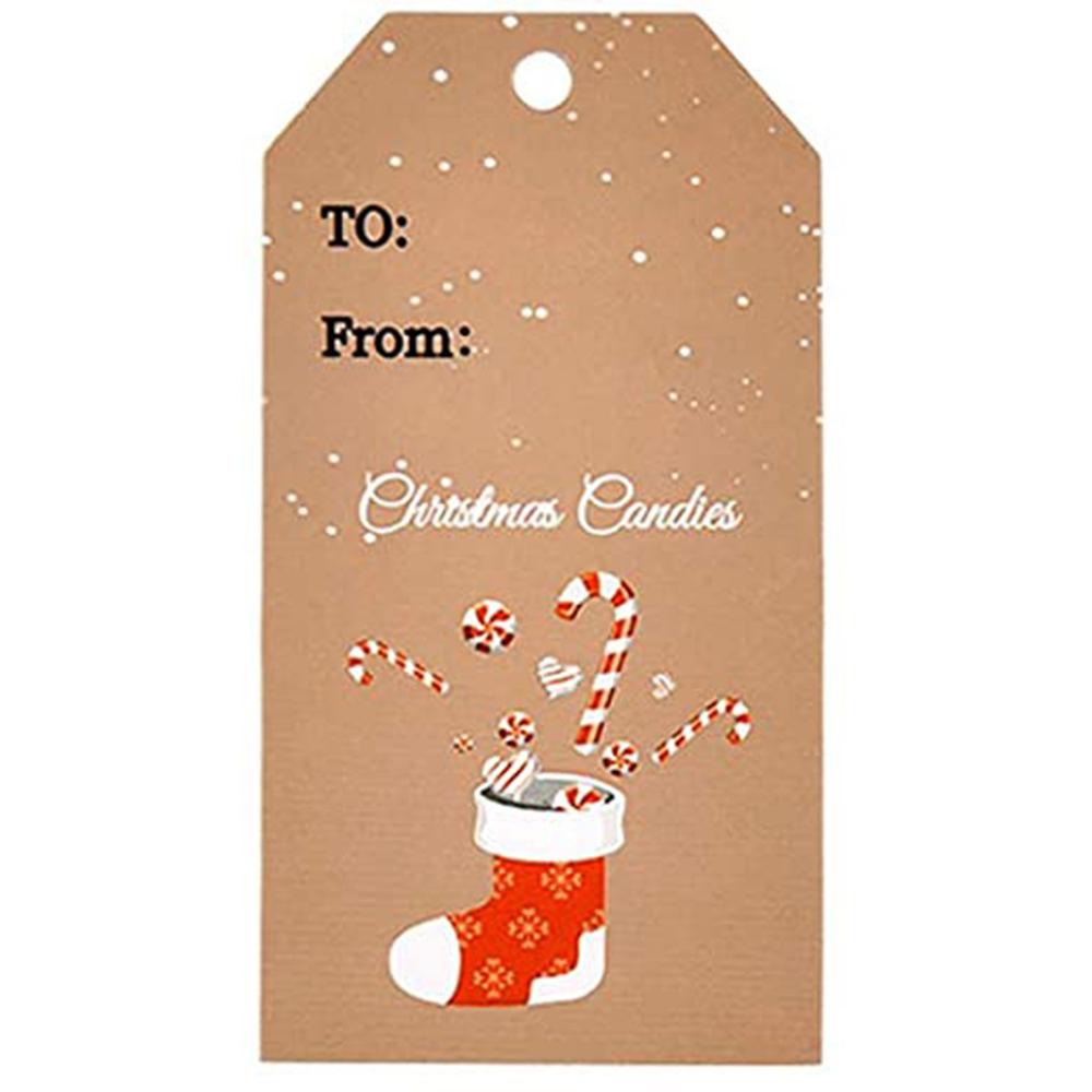 50-100pcs Merry Christmas Tags Kraft Paper Card Gift Label DIY Hang Tags Gift Wrapping Decor Gift Card Christmas Favors Supplies