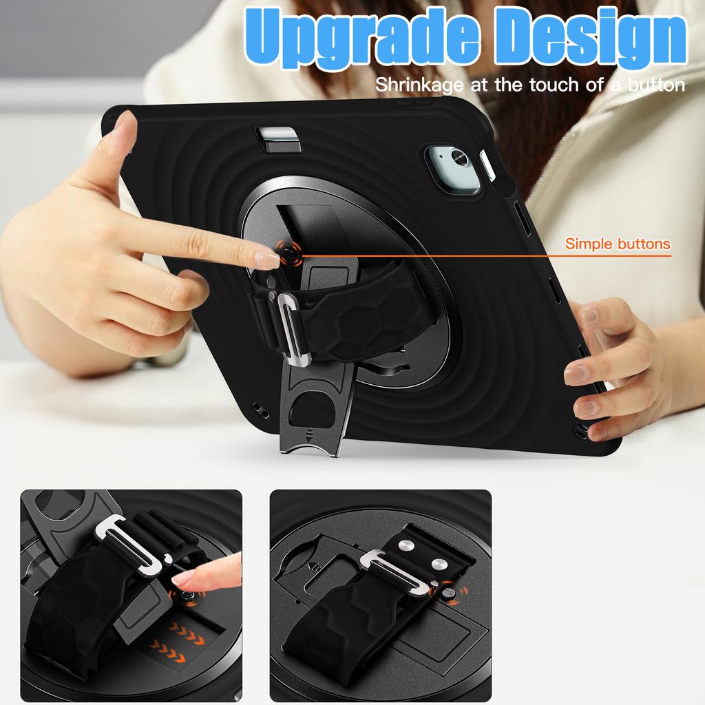 For iPad Air 13 (2025)/(2024)/Pro 12.9 (2022)/(2021)/(2020)/(2018) Case Kickstand TPU+PC+Silicone Tablet Cover