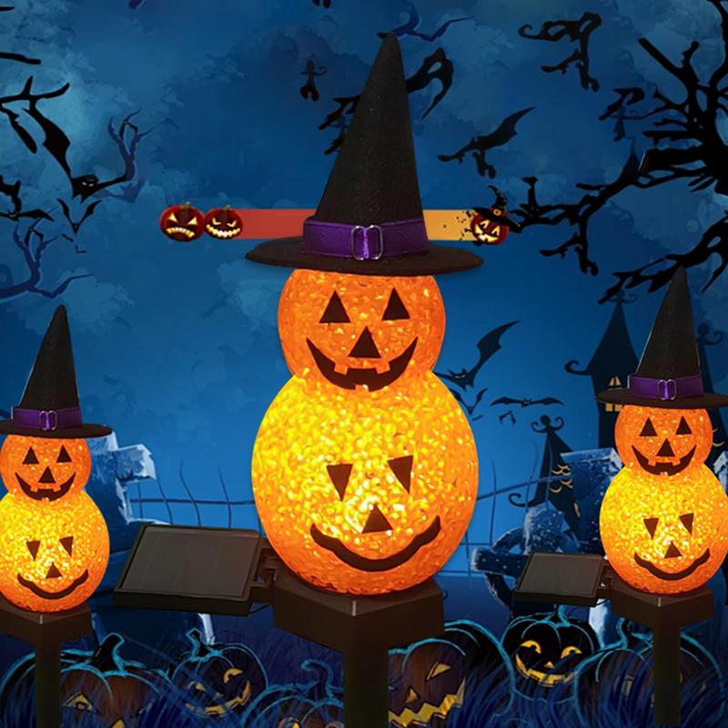 New Halloween Solar Outdoor Pumpkin Ghost Lamp Garden Lawn Atmosphere Decorative Lamp Resin Waterproof Landscape Lantern Gift