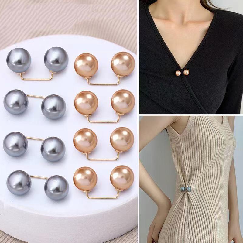 8PCS Pearl Non-slip Safety Pins Dress Brooch Decoration Dress Waist Fastening Pins Collar Adjustment Scarf  Fashion Versatile