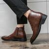 2024 Chelsea Leder-Stiefeletten Britischer Stil Herren Spitz Business High Tops Lässig Marke Hochzeit Schwarz Braun Stiefel Größe 38-48